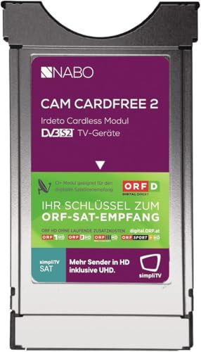 NABO CAM CARDFREE 2 ORF DIGITAL DIREKT Irdeto CI+ Module pour SAT (sans cartes, aucune carte nécessaire) pour TV et récepteur satellite de l'Autriche