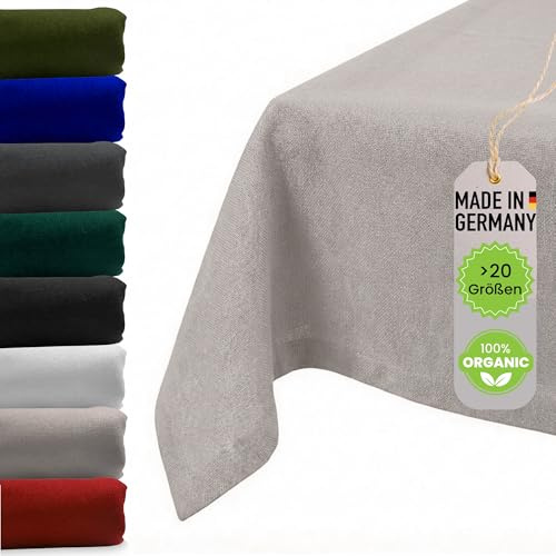 chambry Premium Tischdecke 100% Baumwolle (Canvas) - Handarbeit Made in Germany - robuste hochwertige Tischwäsche - Sand 110cm x 140cm