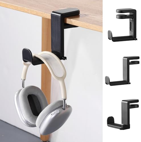 kwmobile Porta Cuffie Scrivania - Supporto Cuffie Gaming - Portacuffie Scrivania per Headset/Overear headphone per Casa e Ufficio - Accessori Gaming con Rotazione a 360° - nero