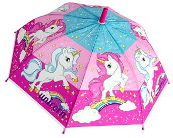 Yuhu Parapluie licorne pour fille | Parapluie coloré avec motif arc-en-ciel | Parapluie léger pour enfant à partir de 3 ans | Parapluie stable et adapté aux enfants