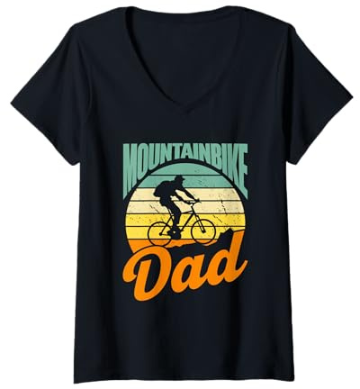 Mujer Papá De La Bicicleta De Montaña Padre Btt Papá Mountainbike Camiseta Cuello V