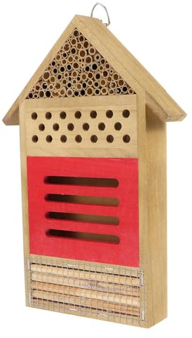 Homoyoyo Hotel de Abejas de Madera para Jardín, Casa Colgante Segura y Ecológica para Insectos y Ciempiés Beige, Hogar Natural para Abejas Solitarias