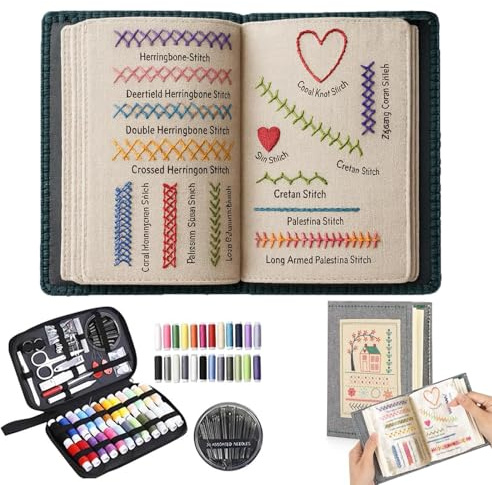 Lzxoo Embroom Embroidery Stitch Book, 2026 Nuovo Embroidery Kit, DIY Libro Ricamo, Libri di Ricamo per Principianti e Appassionati di Artigianato, 106 Modelli Unici (1 Pcs)