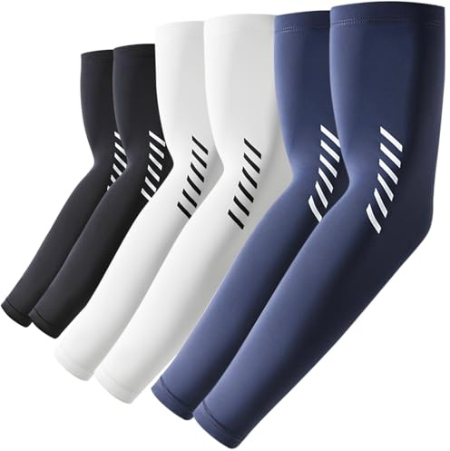 ROCK TAKIN UV solskydd armstulpar för herrar damer, UPF 50+ kylande armstulpar sommar kompression tatuering armstulpar unisex armvärmare för cykling basket golf baseboll fotboll – 3 par, L