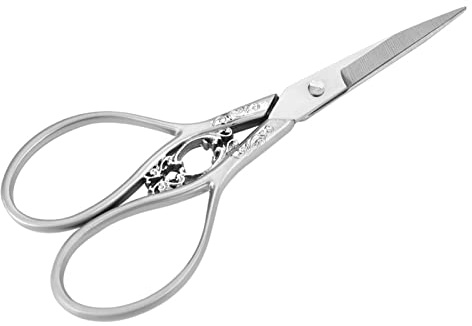Ciseaux Broderie, Ciseau de Couture Professionnel Ciseaux De Précision En Acier Inoxydable De Style Vintage Pour Broderie Sur Mesure(argent avec motif en argent)