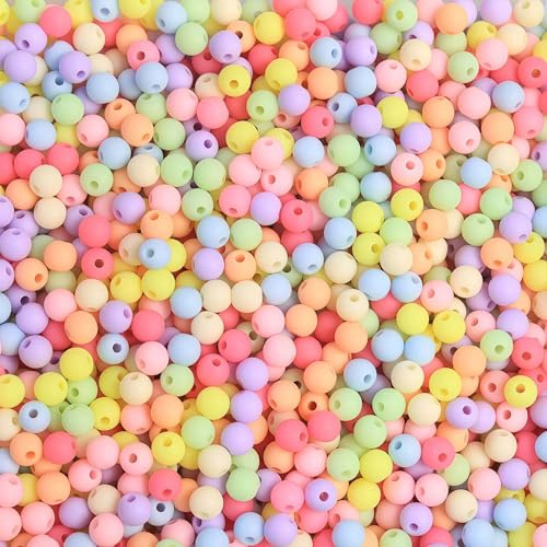 DAHI 1780pcs Matte Round Beads Acrylic Beads Matte Frosted Round Bead Candy Color Frosted Bead for Crafts Jewelry Making(Colorful Matte beads6mm)