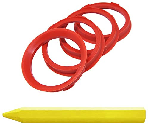 4 anneaux de centrage 67,0 x 57,1 mm rouge jantes anneaux + 1 stylo à craie pour pneus