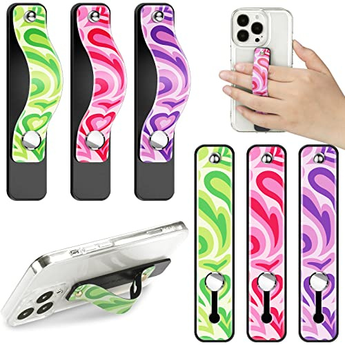 Weewooday 6 Pieces Phone Grip Holder Cell Phone Grip Strap Telescopic Finger Strap Stand Universal Finger Kickstand for Most Smartphones(Stylish)