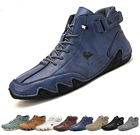 Bottes Hautes Italiennes En Daim Faites À La Main Avec - Becks Shoes Baskets Décontractées En Daim Imperméables For Hommes, Bottes Chukka Hautes For Hommes Antidérapantes Et Respirantes ( Color : bleu