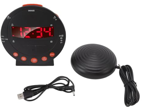 YWBL-WH Sveglia Vibrante 113 Decibel con Luce Lampeggiante Rossa, Super Shaker, Materiale ABS, per Studenti Adulti Anziani