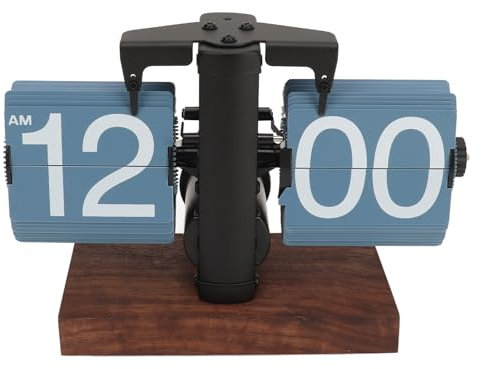 Haofy Orologio a Fogli Mobili, Orologio Digitale a Fogli Mobili Orologio Meccanico a Batteria con Rotazione Automatica retrò per la Decorazione 'Ufficio della Stanza di Casa (Blue)