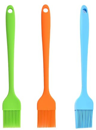 Pennello Cucina Pennelli Silicone, 3 Pcs Spazzola per Barbecue, Spazzola da Forno in Silicone, Spazzola per Cottura BBQ, per Grigliare, Cuocere, Cucinare, Pasticceria