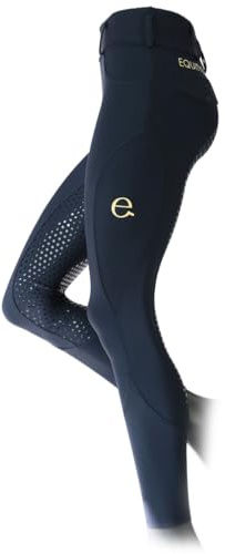 e EQUITYUM, Leggings da Equitazione Demetra Donna, Alta qualità, Materiali Elastici e Resistenti, Full Grip, Confortevoli e Efficienti, Design Italiano (IT, Testo, S, Regular, Regular, Blu)