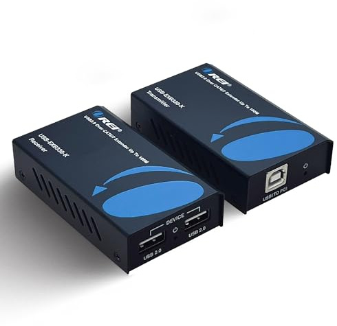 OREI USB 2.0 Over Ethernet Cat5e/6 Extender LAN Upto 330 Feet - Extends 2 Ports USB-A Signal Over LAN Ethernet - Power Over Cable for Long Distance Extension Supports All Operating System