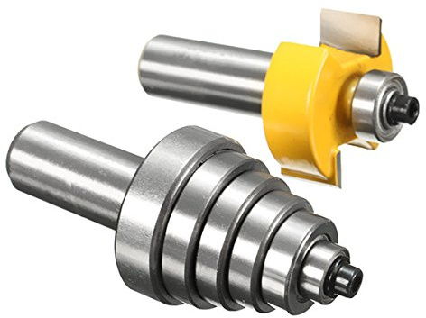 Fresa per smussare, fresa per legno Fresa in carburo cementato da 2 pezzi con gambo da 1/2 pollice e set di 6 punte for cuscinetti