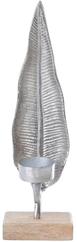 Brandsseller Juldekoration av mangometall ca 31 x 9,5 x 5 cm juldekoration adventsdekoration värmeljus ljusstake blad