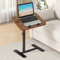 MFYLAYVE Beistelltisch C Form Höhenverstellbar, Top Drehbarer Laptopständer mit Rollen, Beistelltisch Couch Sofa Höhenverstellbar, Tabelle für Couch/Bett/Badewanne, 60x40cm Tischplatte(Walnut+Black)