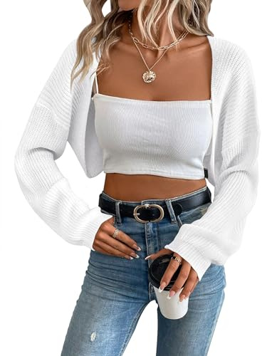 XuBa Bolero dam boleros kort stickad tröja Shrug kofta kofta tröja enfärgad ribbad crop toppar