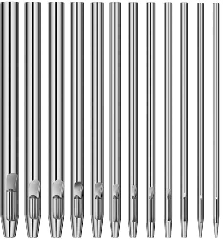 Rizthyn 12 Piezas Sacabocados para Cuero, Agujeros Cinturon, Perforadora Cuero, Perforadora de Cinturón Cuerro, Juego de Punzones, Punzones de Agujero para Correa Lona, Ojal Papel Plástico(0,5-6 mm)