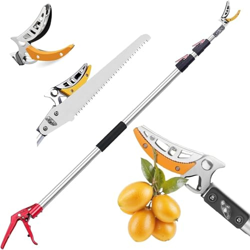 Tijeras telescópicas de 1,2 – 2,2 m, para podar árboles, arbustos, fruta, cortasetos, telescópicas, tijeras de podar con mango telescópico, herramienta de corte manual de jardín
