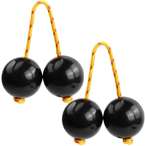 OFKPO 2 Pairs Aslatuas Rhythmic Ball, African Shaker Music Egg Shaker, Hand Percussion for Kids Adults(Black)