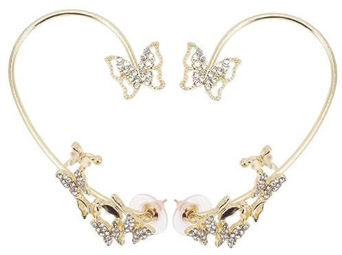 Yardenfun Orecchini a Polsino Farfalla Con Zirconi 2 Pezzi in Argento 925 Donna Accessori Ear Cuff Moda Giorno e Sera Regalo Ragazza Donna