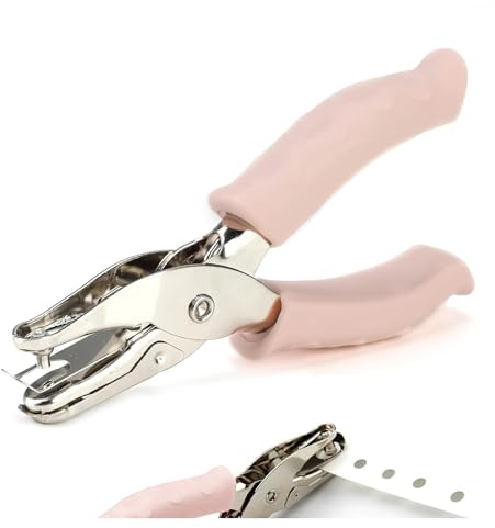 KinetiCore 3.5 Rated 3mm Single Hole Punch, Pink Handheld Circle Puncher with Soft Grip Handle, Manual Paper Punch for Cardstock, DIY Crafts, Office & School Stationery