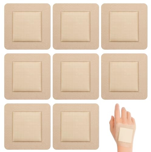 8 unidades de vendaje de espuma de silicona de 5 cm x 5 cm (2,5 cm x 2,5 cm para heridas), vendaje autoadhesivo para heridas, vendaje de espuma, vendaje de silicona, resistente al agua, para escaras
