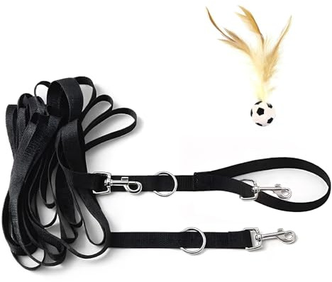 15M Laisse pour Chat avec Balles Rebondissantes,Imperméable et Durable | d’Extérieur Longe pour Chat Longe 15M Ultra Légère pour Petits Chiens,Équipé d'une Dragonne et d'un Anneau en D