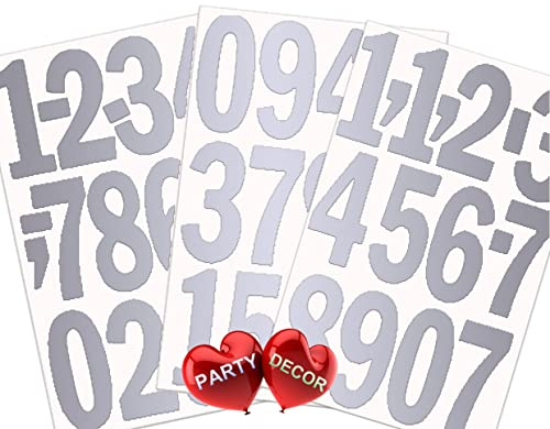 1 x Set of 21 Silver 6 Numbers - Self Adhesive Waterproof Durable Vinyl Stickers - Cut to the sticker Shape - size 150mm