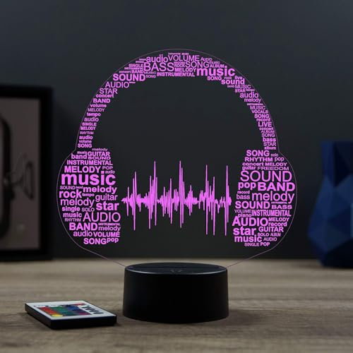 Lampe Fan Casque Dj 16 Couleurs PERSONNALISÉE, Avec Un Nom Ou Un Message, 3D LED Illusion Lampe Disponible en Plusieurs Modèles, Lampe de Chevet à Lumière d’ambiance Parfaite Pour Tout le Monde