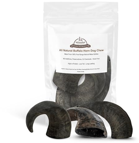 WhiteTail Naturals - Water Buffalo Horns for Dogs (Medium 3 Pack) All-Natural Dog Bone - Long Lasting Chew Bone for Aggressive Chewers and Teething Puppies