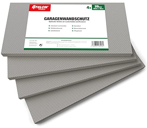 ATHLON TOOLS Lot de 4 Protections Autocollantes MaxProtect pour Mur de Garage, Protection des impacts, Rembourrage de Garage pour la Protection des Bords de Porte