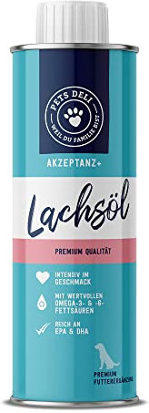 Pets Deli Pures Lachsöl für Hunde in Premium-Qualität mit Omega-3 als Futterzusatz 250 ml