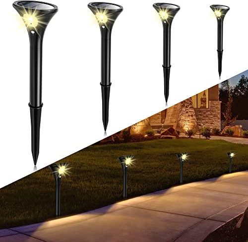 ARTINABS Solarlampe für Außen, Solarleuchten Garten LED mit Bewegungsmelder 2 Modi IP65 Wasserdicht Wegeleuchten Auto Ein/Aus für Garten, Terrasse, Pfad, Rasen