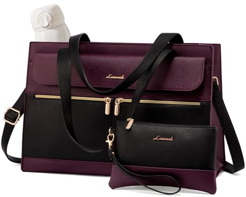 LOVEVOOK Laptop Bag for Women 15.6 Inch Tote Work Professional Leather Computer Briefcase Waterproof Handbag Shoulder Large Capacity Business Teacher Office Crossbody Purse