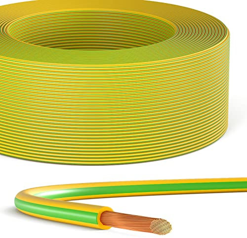 hb-digital 10m Erdungskabel 6mm² H07V-K – flexible Kupfer Litze Einzelader PV Erdungsleitung für Solar Photovoltaik Energie Elektro feindrahtige Aderleitung 1x6mm² PVC - Grün-Gelbe
