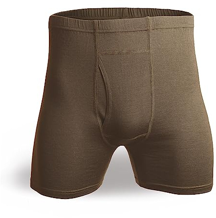 SHEEP RUN Men's Merino Wool Boxer Briefs Hiking Running Workout Wicking Breathable Underwear (Coyote Brown, Medium)