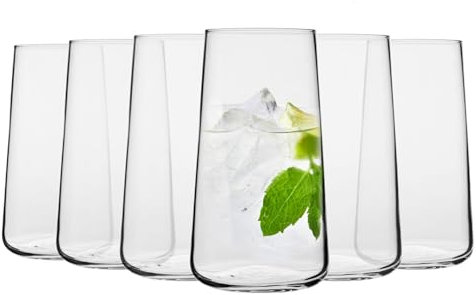 Krosno Vasos para agua, zumos y otras bebidas | Diseño elegante | Set de 6 | Capacidad 600 ml | Colección Infinity | Ideal para el hogar, restaurante, fiestas | Apto para lavavajillas