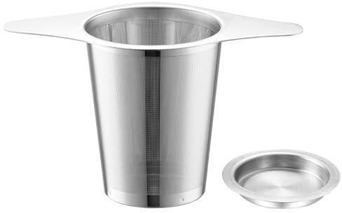 Infusore da Tè in Acciaio Inox 304 Con Doppio Manico e Coperchio - Uovo da Tè Con Maglie Dense