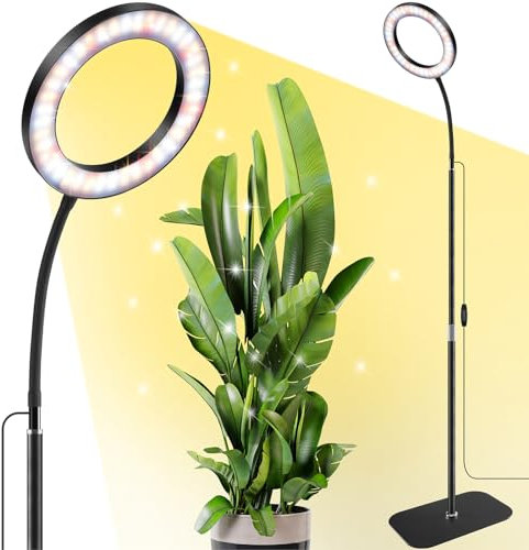 COKOLILA Lampe de Croissance avec support, avec bras ajustables à 360°, minuterie automatique 3/9/12H, 10 Niveaux de Diminution, 3 Modes d'Éclairage, parfaite pour les plantes d'intérieur.