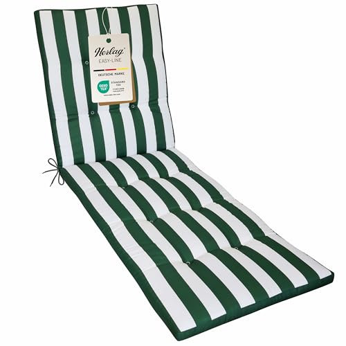 Herlag Liegenauflage Blockstreifen Mia 200x60x5cm | Gestreifte Gartenliegen-Auflage | Gartenmöbelauflage für Sonnenliege | Pflegeleichte Easy-Line | Öko Tex 100 | Grün-Gestreift