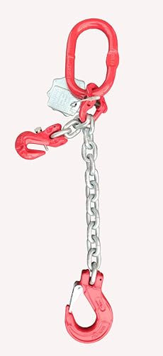 Suspension 1 brin de 8 mm selon la norme EN 818-4 haute résistance et testée, chaîne galvanisée avec crochet de raccourcissement, capacité de charge : 2 t pièces de ferrure selon la norme EN 1677-2