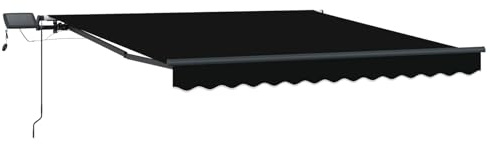 vidaXL Toldo Retráctil con Luces de Tiras LED Negro 350 x 250 cm Tela, Toldo retráctil Rectangular Moderno, solución de Sombra Exterior para jardín y terraza, Refugio Flexible Ante el Sol