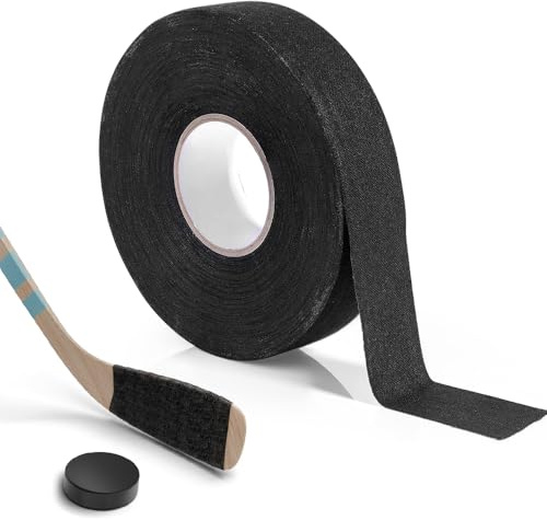 Udbrud Nastro da Hockey, 25m x 25mm Nastro di Presa Anti-Scivolo per Sport su Ghiaccio Nastro Tessuto per Hockey Antiscivolo Impugnatura Bastone per Golf Tennis Badminton, Nero