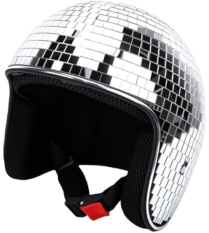 XUMIUZIY Reflekterande Disco-hjälm med Infällbart Visir, ABS-glitterdräkt