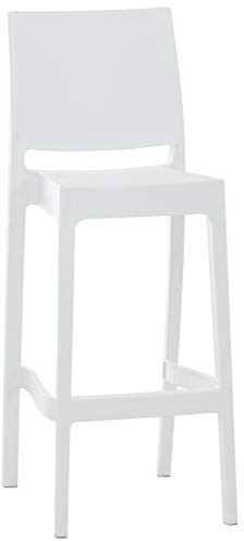 Taburete Apilable Maya I Taburete Alto De Exteior/Interior | Silla Alta Apilable & Resistente A Los Rayos UV | Taburete De Jardín I Color:, Color:Blanco