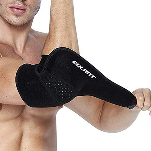 ONTYZZ Gomitiera Unisex Supporto Elastico Gomito Traspirante Gomito da Tennis Brace Supporto per Braccio da Badminton Supporto Gomito Regolabile (Nero-1 Pezzo)