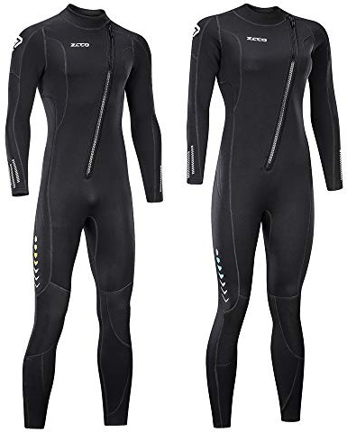 Ultra Stretch 3mm Neoprene Wetsuit, Front Zip Full Body Diving Suit, one Piece for Men & Women-Snorkeling, Scuba Diving Swimming, Surfing