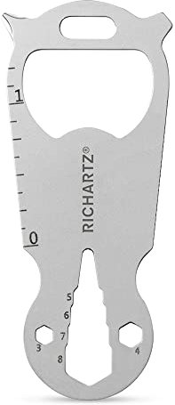 RICHARTZ KEY TOOL shop| Multitool Schlüsselanhänger | 14 praktische Funktionen | Hochwertiger, matt gestrahlter Edelstahl | Schlüsselanhänger Werkzeug inkl. Verpackung & Funktionsbeschreibung